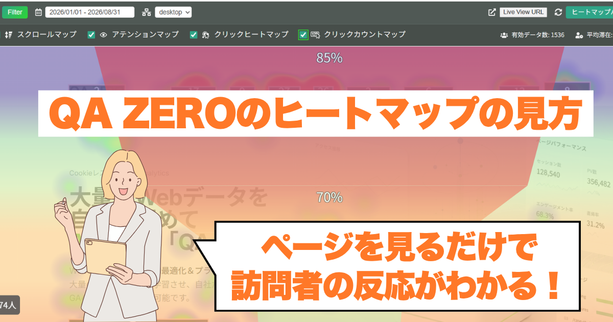 QA ZEROのヒートマップの見方|ページを見るだけで訪問者の反応がわかる
