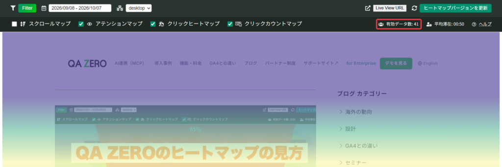 自分の記事のヒートマップ。有効データ数は41件でした